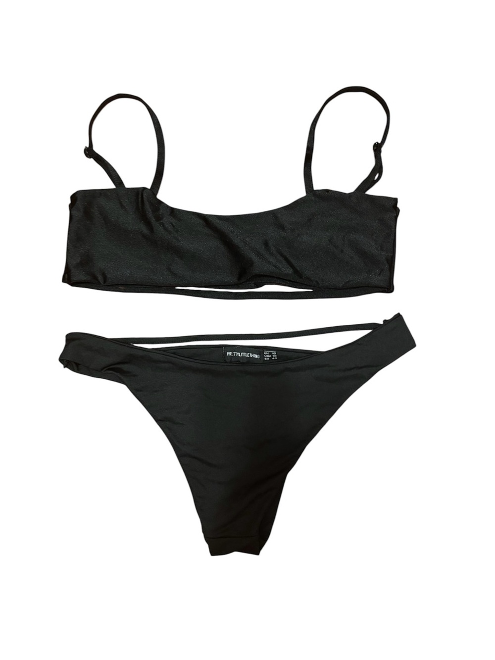 PrettyLittleThing Black Bikini Bottoms with Strap Detail